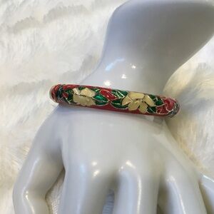 Vintage Cloisonne Holiday Cuff Bracelet